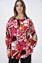 3721 Graphic Patterned Shirt - Burgundy - 3