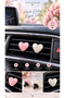 2-Piece Glitter Heart Car Air Conditioner Ornament – Pink & White Shiny Heart Auto Vent Accessory