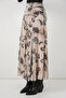 Women's Patterned Chiffon Skirt 8057 - Cream - 3
