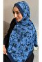 Blue Color Pattern Bamboo Knitted Shawl
