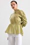 Gipe Detailed Gathered Waist Blouse Light Green 9833