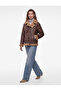 Long Sleeve Zipper Pocket Plush Collar Faux Leather Suede Biker Jacket - 3