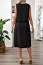 Women's Sleeveless Round Neck Buttoned Aerobin Blouse and Midi Skirt Two-Piece Set - 4
