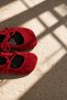 Pure Red Women's Genuine Leather Suede Mary Jane Ballerina Lace-Up Shoes - 4