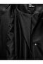 High Collar Raglan Sleeve Long Faux Leather Jacket with Snap Fasteners - 8