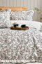 Patterned Duvet Cover Set with Ruffle and Bow Detail - 4