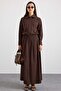 Zipper Closure Skirt Jacket Double Set Brown 9474-Tk - 5