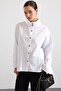 Shirt with High Collar Loose Fit White 9486 - 4