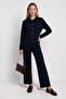 Belt Detailed Top-Bottom Knitwear Set Lki̇0064 Dark Blue