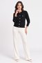 Black Double-Capped Knitwear Cardigan with Button Detail and Pocket Design - 2