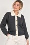 Anthracite Contrast Collar and Metal Button Knitwear Cardigan - 2