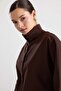 Shirt with a High Collar and Loose Fit Brown 9486 - 6