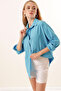 3900 Oversized Long Basic Shirt - Dark Blue - 3