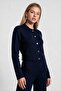 Belt Detailed Top-Bottom Knitwear Set Lki̇0064 Dark Blue - 3