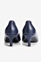 Women's High Heel Shoes Stiletto Pointed Toe Short Heel Fern Navy Blue - 5