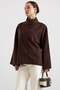 Shirt with a High Collar and Loose Fit Brown 9486 - 7