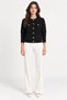 Black Double-Capped Knitwear Cardigan with Button Detail and Pocket Design