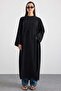 Deep Slit Oversize Long Tunic Black 9838 - 4