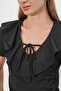 Women's Short Sleeve Crop Blouse 40001 - Black - 3