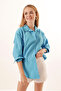 3900 Oversized Long Basic Shirt - Dark Blue - 4