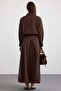 Zipper Closure Skirt Jacket Double Set Brown 9474-Tk - 8