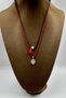 2 Pieces of Enamel Tulip & Gold Heart Pendant with Tassels Bohemian Style Red Khaki Rope Necklace Set - 3