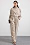Degaje Collar Blouse Pants Two-Piece Set Stone 9481-Tk