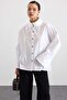 Shirt with High Collar Loose Fit White 9486 - 3