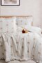 Patterned Duvet Cover Set with Ruffle and Bow Detail - 3