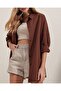 3900 Oversized Long Basic Shirt - Brown - 4