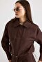 Zipper Closure Skirt Jacket Double Set Brown 9474-Tk - 7