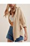 3900 Oversized Long Basic Shirt - Beige - 3