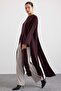 Deep Slit Oversize Long Tunic Mürdüm 9838