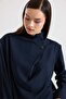 Degaje Collared Blouse and Trousers Two-Piece Set Dark Blue 9481-Tk - 6