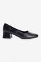 Women's High Heel Shoes Crocodile Patterned Oval Toe Thick Heel Mabel Black - 2