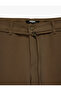 Comfortable Fit Pocketed Belted Barrel Fit Fabric Trousers - 3