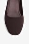 Women's Nubuck Heeled Shoes Oval Toe Thick Heeled Mabel Brown - 3