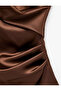 Asymmetrical Sleeveless Double Breasted Collar Gathered Satin Blouse - 3