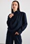 Degaje Collared Blouse and Trousers Two-Piece Set Dark Blue 9481-Tk - 4