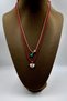2 Pieces of Enamel Flower & Gold Heart Pendant with Tassels, Bohemian Style Red Pink Orange Glittery String Necklace Set - 2