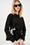 Women's Scarf Detailed Long Sleeve Blouse 40000 - Black - 2