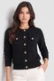 Black Double-Capped Knitwear Cardigan with Button Detail and Pocket Design - 4