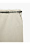 Normal Waist Belted Pocketed A-Line Above Knee Skirt - 3