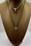 2 Pieces of Enamel Yoca Luck & Gold Heart Pendant with Green, Pink, Yellow Glitter and Tassels Bohemian Style Rope Necklace Set - 2