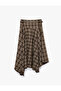 Normal Waist Belted Asymmetrical Cut Plaid Patterned Midi Skirt - 2