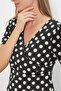 Women's Double-Breasted Collar Polka Dot Blouse 40027 - Black - 4