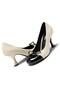 Women's Cream Black Patent Leather Toe-Toe Bow Detailed Goblet Heeled Stiletto Shoes - 4