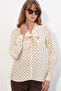 Women's Polka Dot Scarf Collar Blouse 40007 - Cream - 2