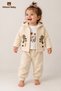 Baby Girl Set with Floral Detail, Hooded, Honeycomb Patterned, Quilted 3-Piece Top and Bottom Set, Seasonal - 7