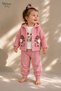Baby Girl Set with Floral Detail, Hooded, Honeycomb Patterned, Quilted 3-Piece Top and Bottom Set, Seasonal - 6